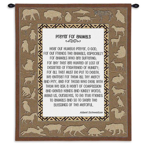 Prayer For Animals Wall Tapestry With Rod