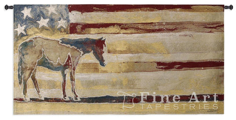 Horse Red White Blue WH Wall Tapestry
