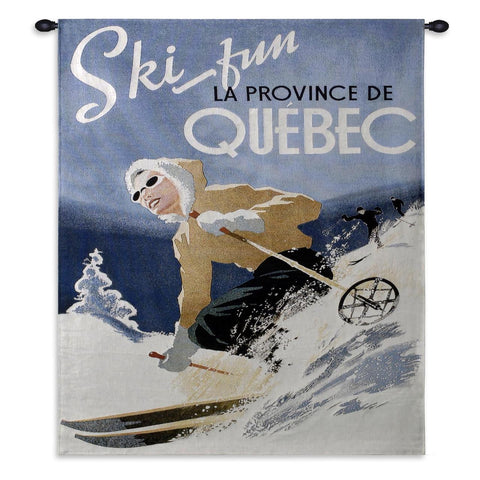 Ski Quebec Small Wall Tapestry With Rod