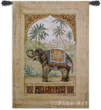Old World Elephant II Trunk Up Wall Tapestry