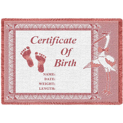 Birth Certificate Pink Small Blanket