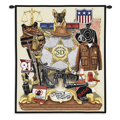 Sheriff Profession Wall Tapestry With Rod