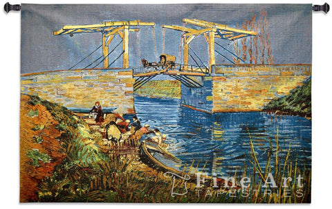 Langlois Bridge at Arles with Women Washing Wall Tapestry