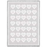 Basketweave Hearts White Chenille Natural Small Blanket