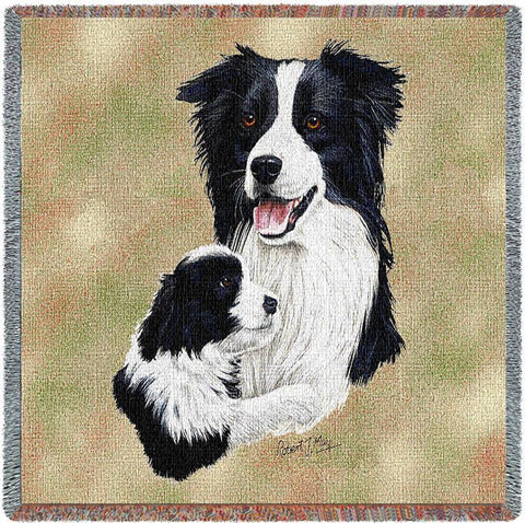 Border Collie with Puppy Small Blanket