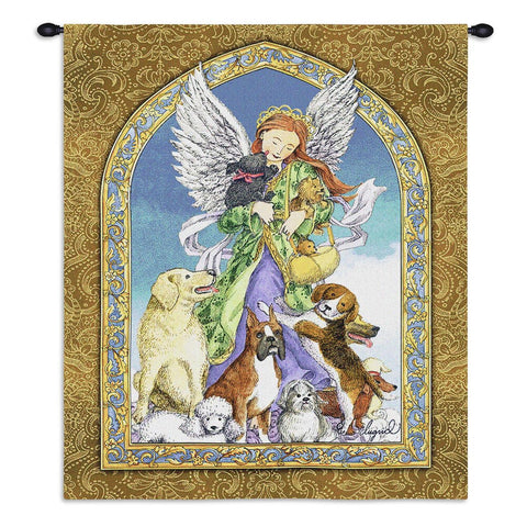 Angel and Dogs Wall Tapestry With Rod