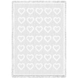 Basketweave Hearts White Natural Small Blanket