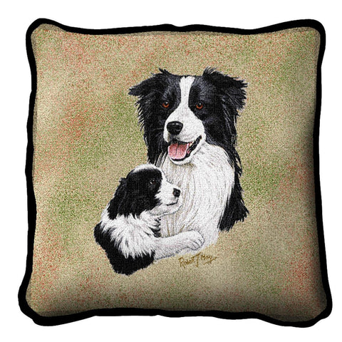 Border Collie with Puppy Pillow