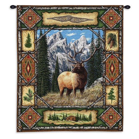 Elk Lodge Wall Tapestry With Rod