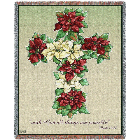 Poinsettia Cross Blanket