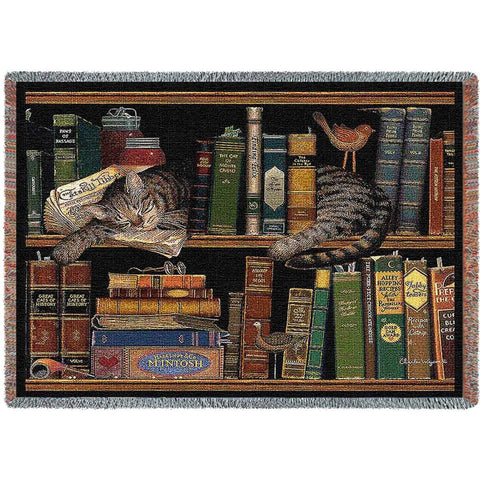 Max In The Stacks Tapestry Blanket