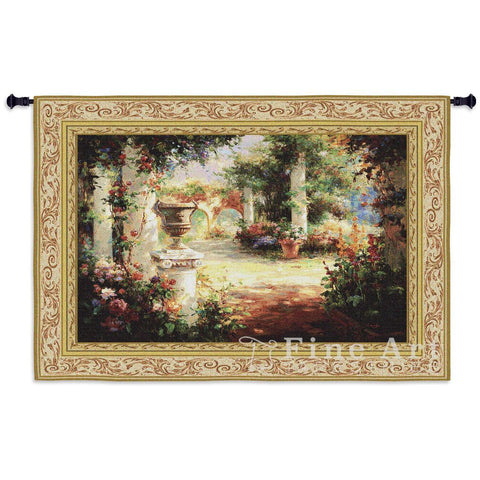 Sunlit Courtyard Small Wall Tapestry