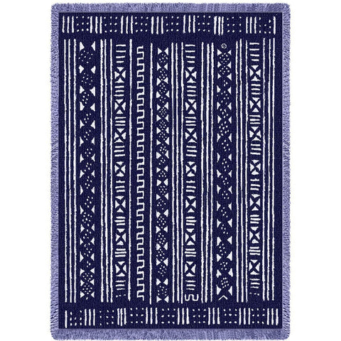 Mud Cloth Blue Blanket