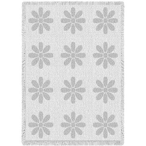Flowers White Natural Small Blanket