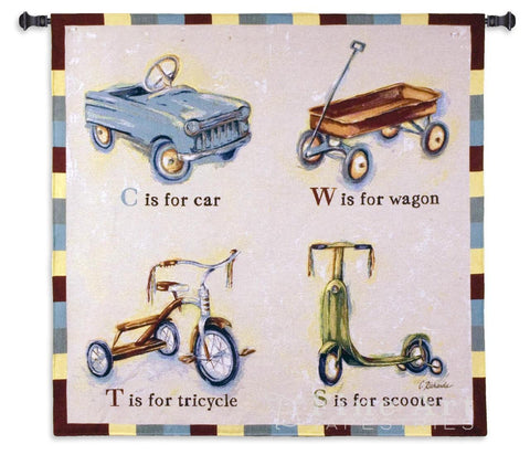 Car Wagon Tricycle Scooter Wall Tapestry