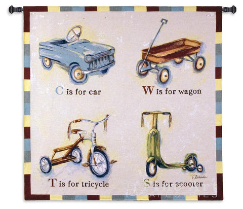 Car Wagon Tricycle Scooter Wall Tapestry