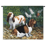 Bassett Hound and Butterfly Wall Tapestry With Rod