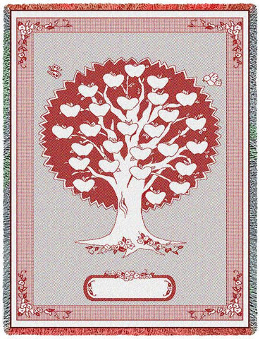 Monogram Tree Cranberry Blanket