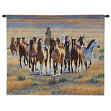 Bringing Them In Wall Tapestry With Rod