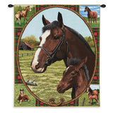 Thoroughbred Mare and Foal Wall Tapestry With Rod