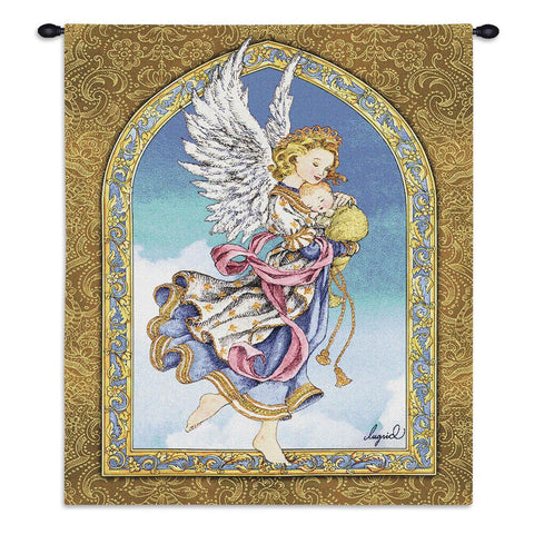 Angel and Baby Wall Tapestry With Rod