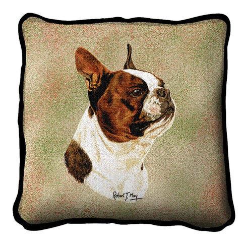 Boston Terrier Brown Pillow Cover