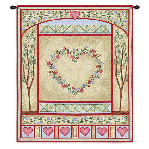 Love Quilt Pastel Wall Tapestry With Rod