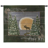 Moonlight Moose Large Wall Tapestry
