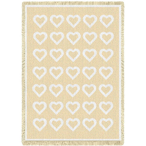 Basketweave Hearts Natural Blanket