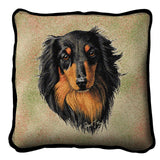 Long-haired Dachshund Black and Tan Pillow
