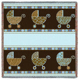 Pram Blue and Brown Small Blanket