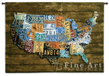 USA Tags Wood Background Wall Tapestry