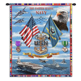 Navy Sea Power Wall Tapestry With Rod