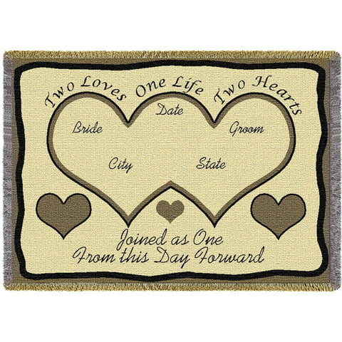 Two Hearts Neutral Blanket