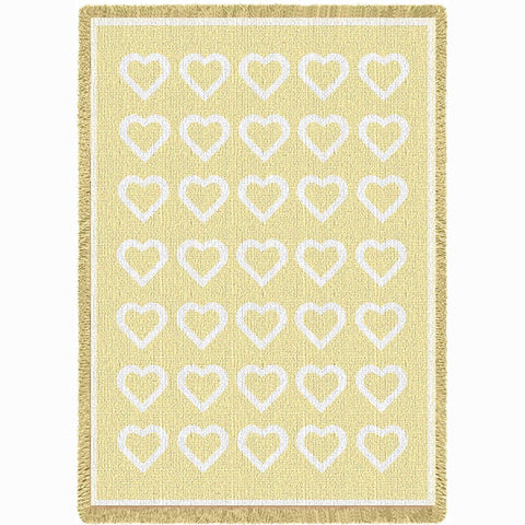 Basketweave Hearts Chenille Natural Mini Blanket