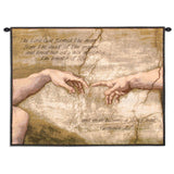 Creation of Adam With Words Wall Tapestry With Rod
