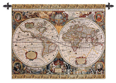 Antique Map Geographica Small Wall Tapestry