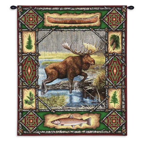 Moose Lodge Wall Tapestry With Rod