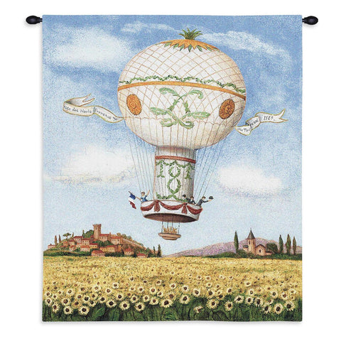 Flight Over Sunflowers Wall Tapestry With Rod