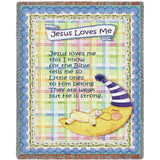 Jesus Loves Me Blue Border Small Blanket