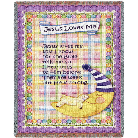 Jesus Loves Me Purple Border Small Blanket