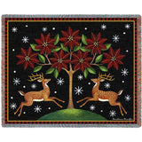 Deer Poinsettia and Tree Blanket