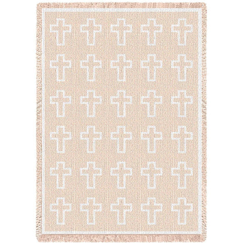 Cross White Natural Blanket