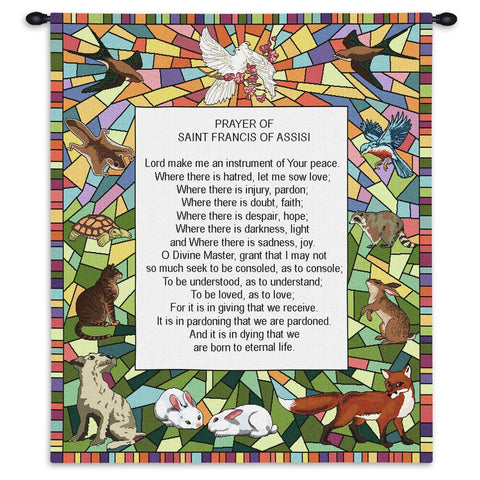 St Francis of Assisi Wall Tapestry With Rod