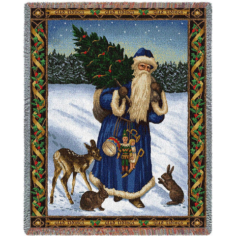 Father Christmas Blue Blanket