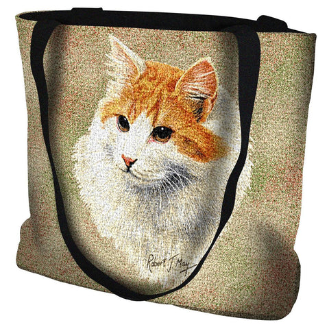 Red and White Short Hair Tote Bag