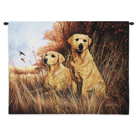 Labrador Retrievers Yellow Wall Tapestry with Rod