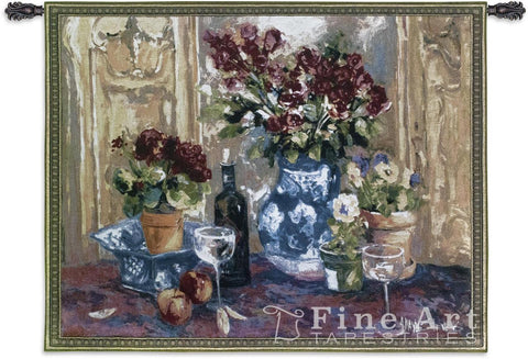 Red Roses With Wine Wall Tapestry