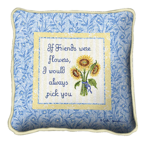 Friends With Flowers Pillow