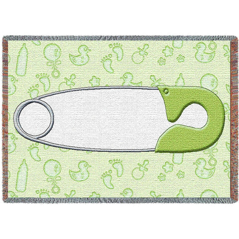 Diaper Pin Green Mini Blanket